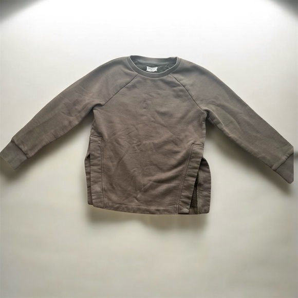 Lou & Grey Tops - Lou & Grey Brown French Terry Split Hem Crewneck Sweatshirt Pullover XS